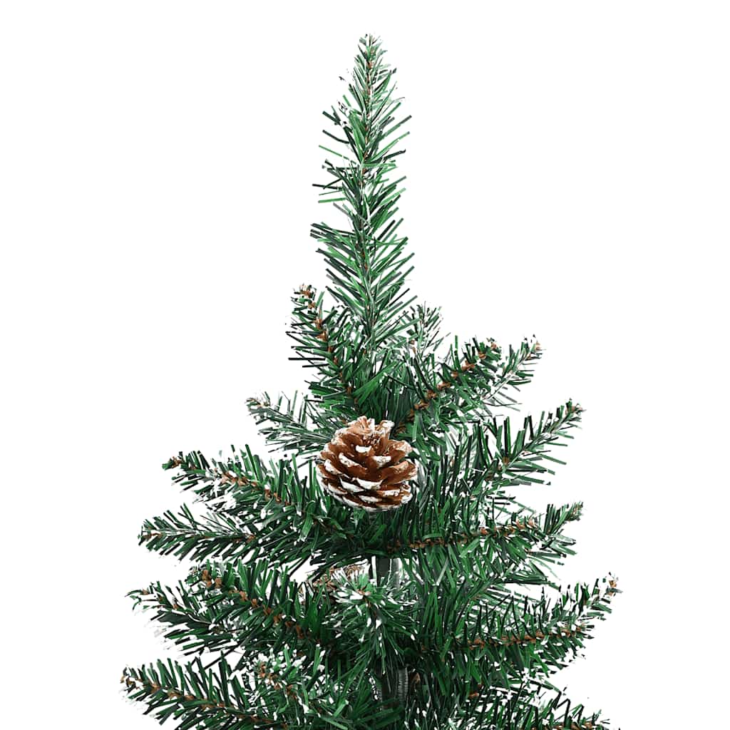 Slim Christmas Tree with Real Wood and White Snow Green 150 cm